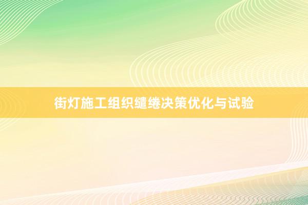 街灯施工组织缱绻决策优化与试验